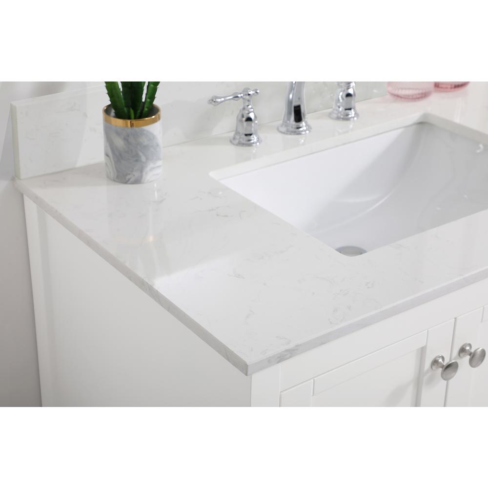 36 inch Single Bathroom Vanity in White with Backsplash. Picture 5