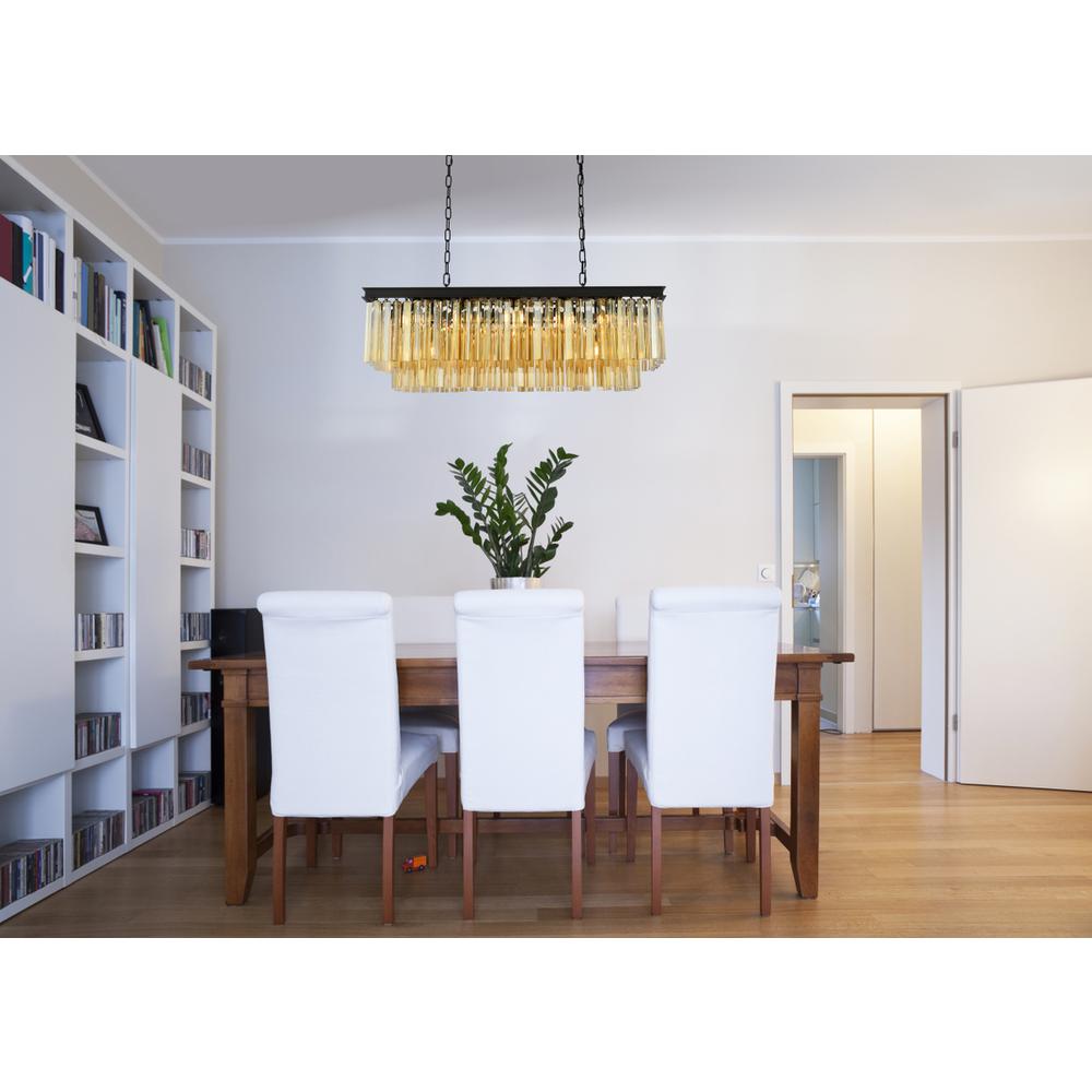Sydney 12 light Matte Black Chandelier Golden Teak (Smoky) Royal Cut Crystal. Picture 7