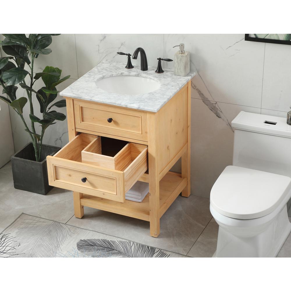 24 inch Single bathroom vanity in natural wood. Picture 3