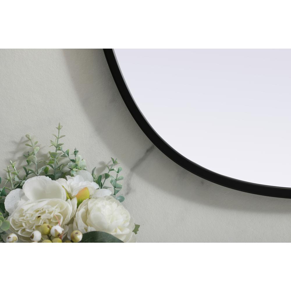 Metal Frame Oval Mirror 20x36 Inch in Black. Picture 5