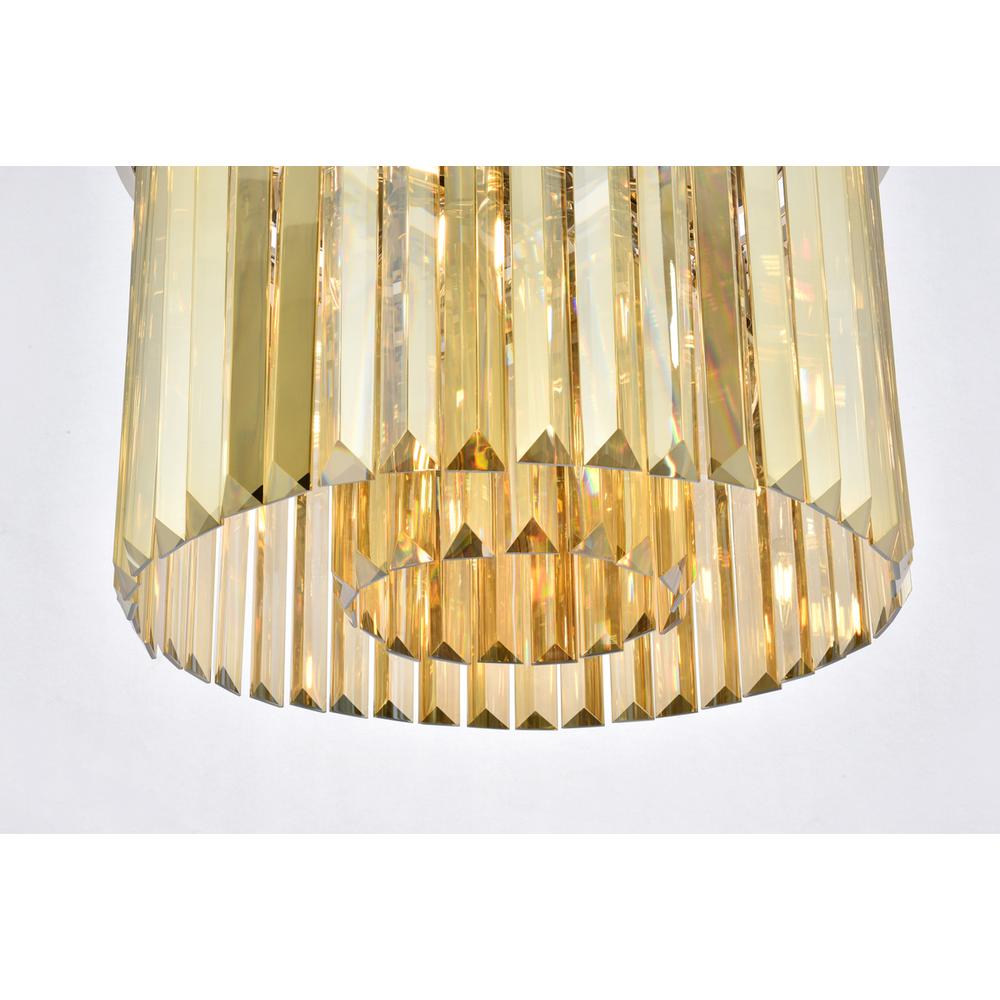 Sydney 6 light polished nickel Flush Mount Golden Teak (Smoky) Royal Cut Crystal. Picture 3