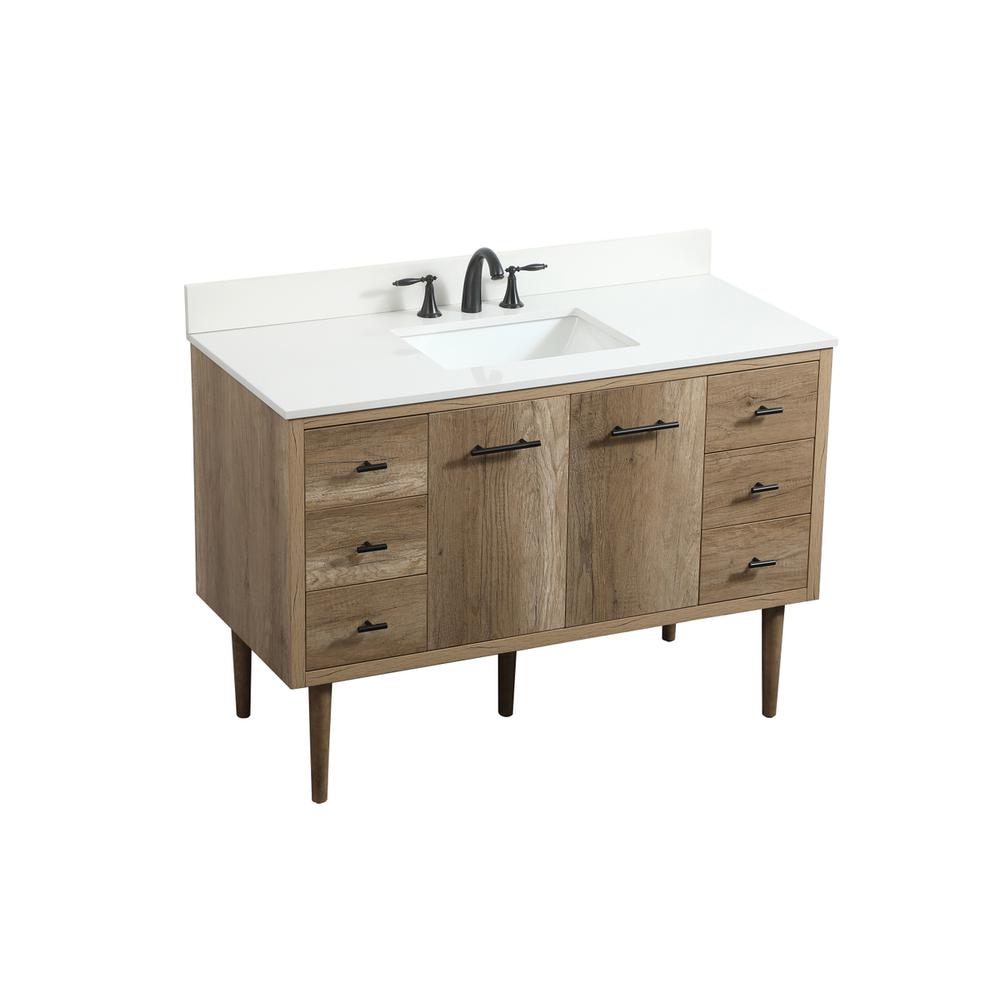 48 inch Single bathroom vanity in natural oak with backsplash. Picture 11