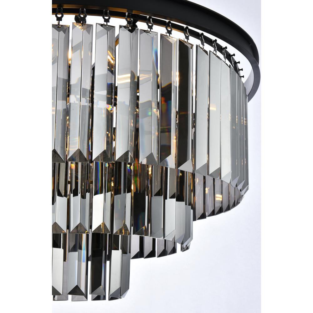Sydney 9 light Matte Black Chandelier Silver Shade (Grey) Royal Cut Crystal. Picture 3