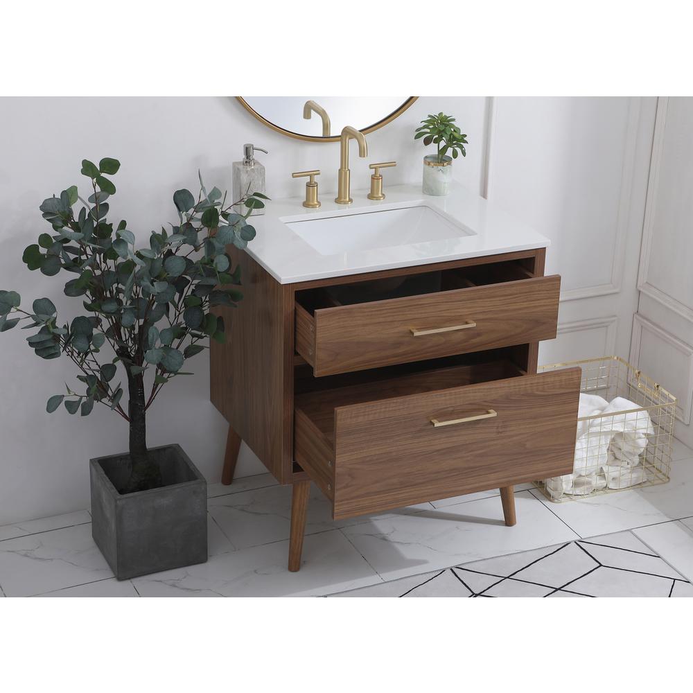 30 inch bathroom vanity in Walnut Brown. Picture 3