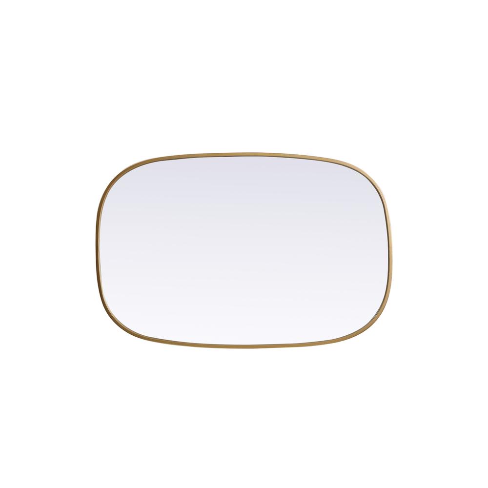 Metal Frame Oval Mirror 24x36 Inch in Brass. Picture 8