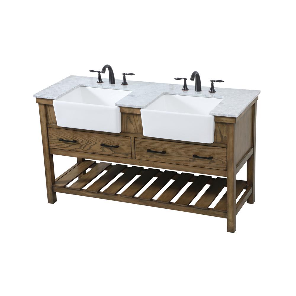 60 inch double bathroom vanity in driftwood. Picture 8