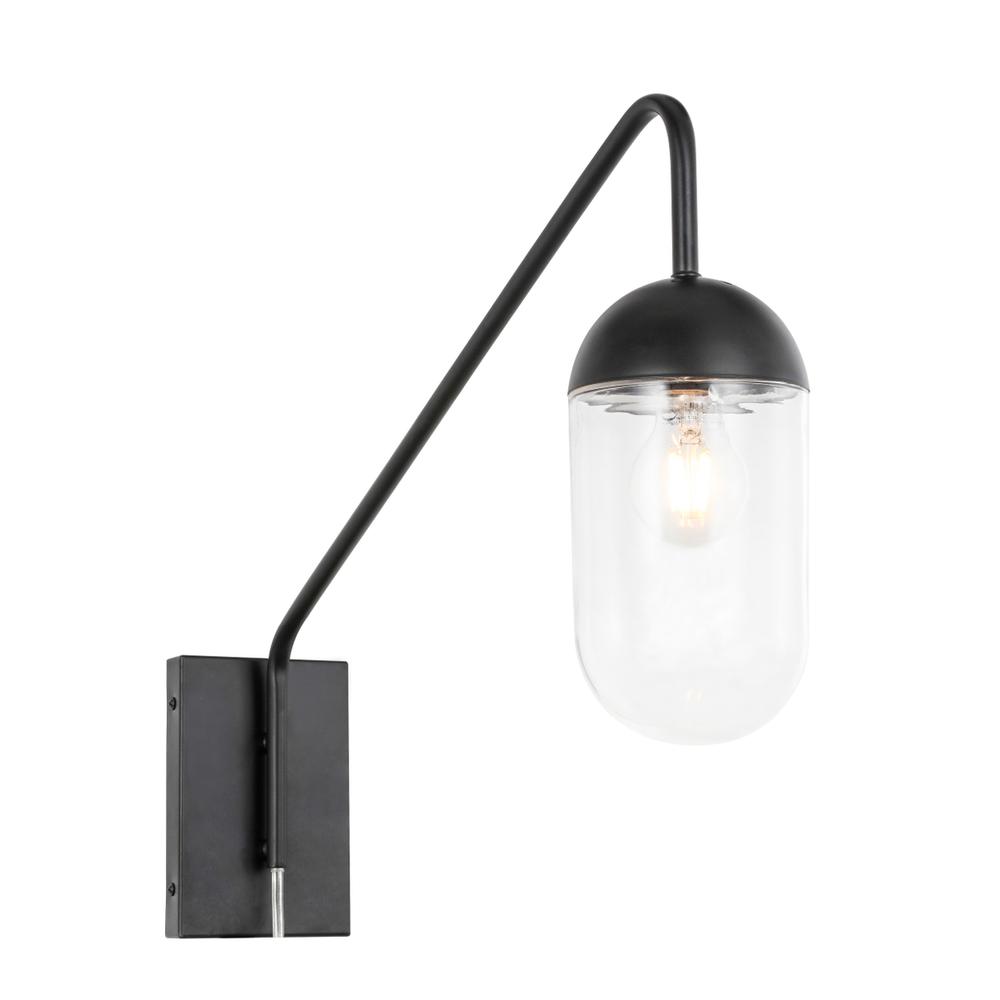 Kace 1 light Black and Clear glass wall sconce. Picture 5