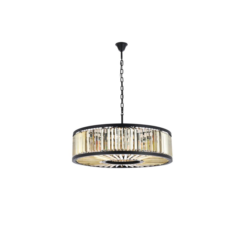 Chelsea 10 light Matte Black Chandelier Golden Teak (Smoky) Royal Cut Crystal. Picture 6
