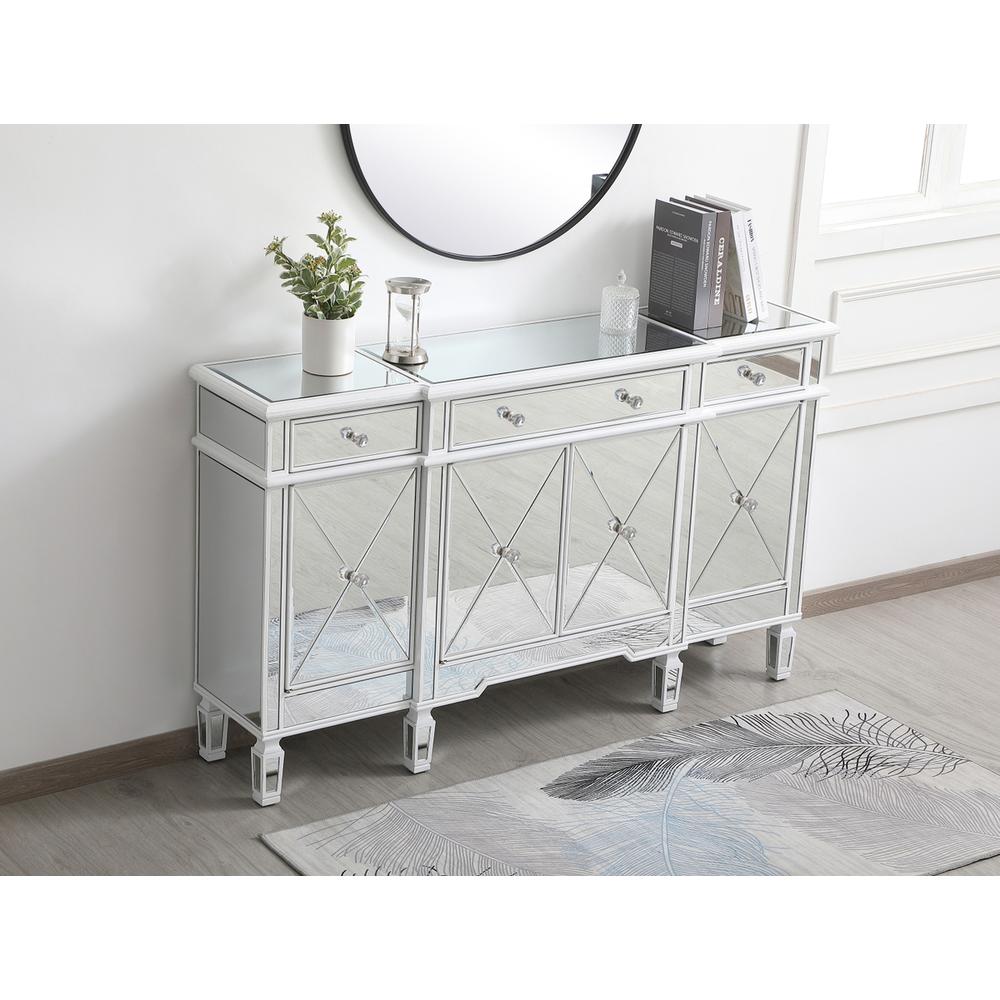 60 inch mirrored credenza in antique white. Picture 3