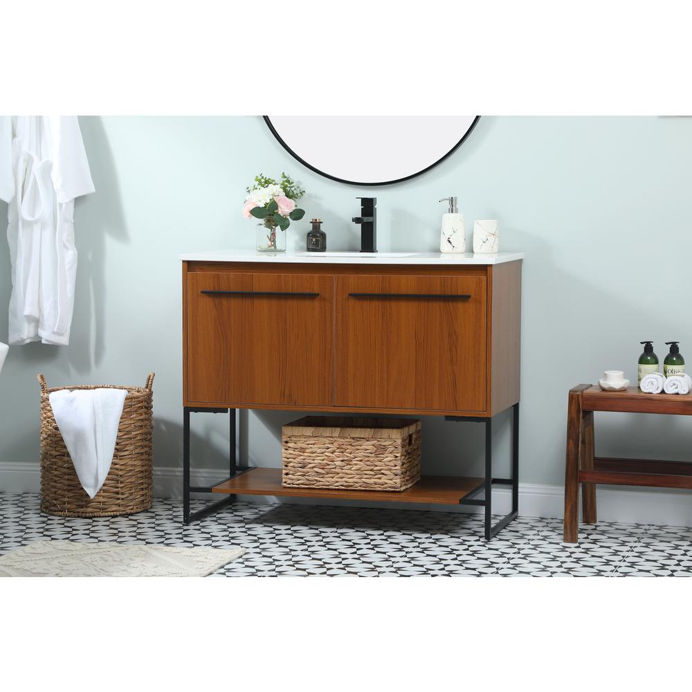 40 inch Single bathroom vanity in teak. Picture 2