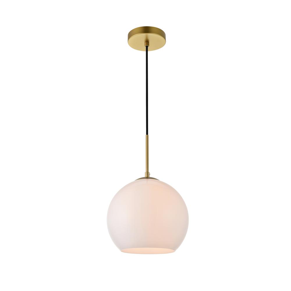 Baxter 1 Light Brass Pendant With Frosted White Glass. Picture 2