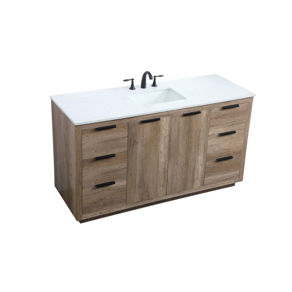 60 Inch SIngle Bathroom Vanity In Natural Oak. Picture 8