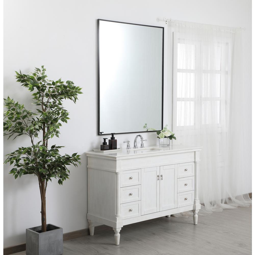 Metal frame rectangle mirror 36 inch in Black. Picture 8