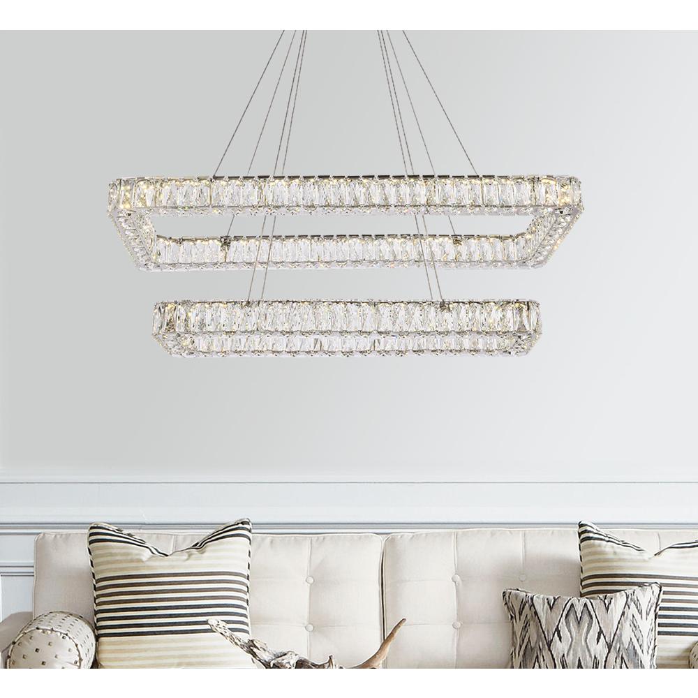 Monroe 42 inch LED double rectangle pendant in chrome. Picture 8