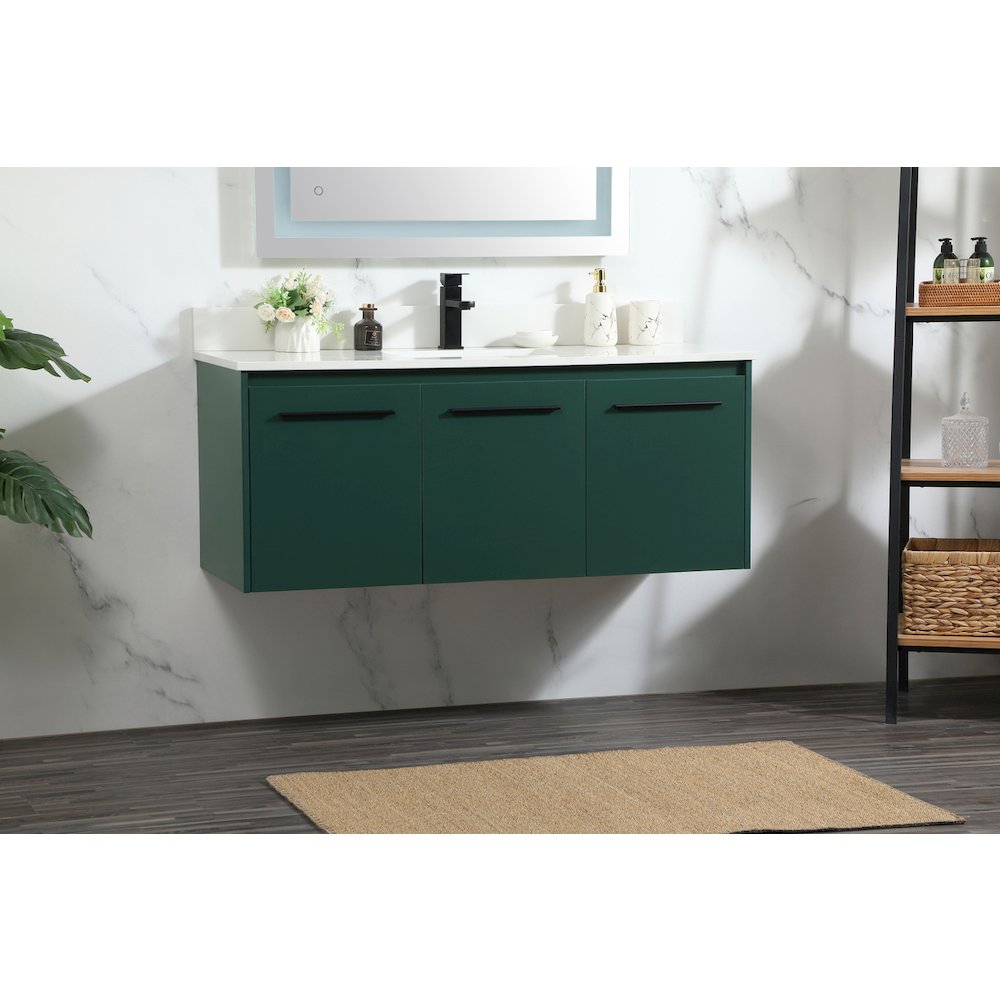 48 Inch Single Bathroom Vanity In Green With Backsplash. Picture 3