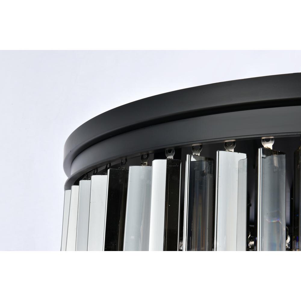 Sydney 17 light Matte Black Flush Mount Silver Shade (Grey) Royal Cut Crystal. Picture 4