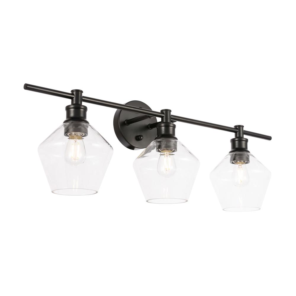 Gene 3 light Black and Clear glass Wall sconce. Picture 13