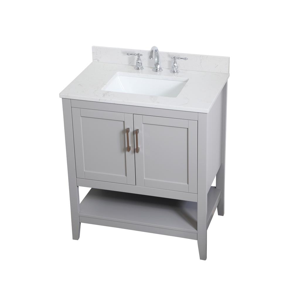 30 inch Single Bathroom Vanity in Grey with Backsplash. Picture 8