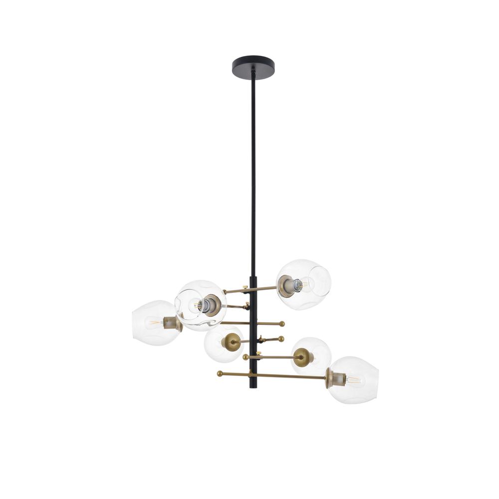 Paragon 6 light Matte Black and Brass Pendant. Picture 4
