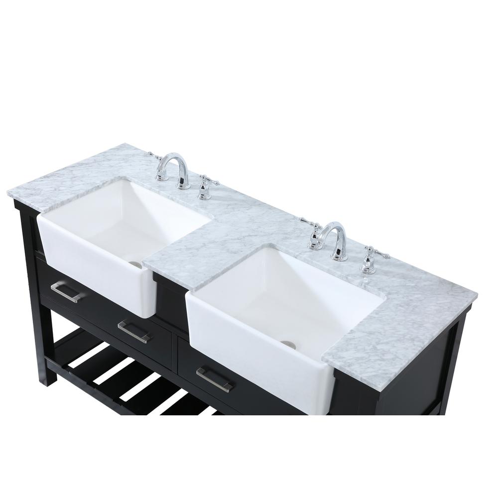 60 inch double bathroom vanity in black. Picture 10