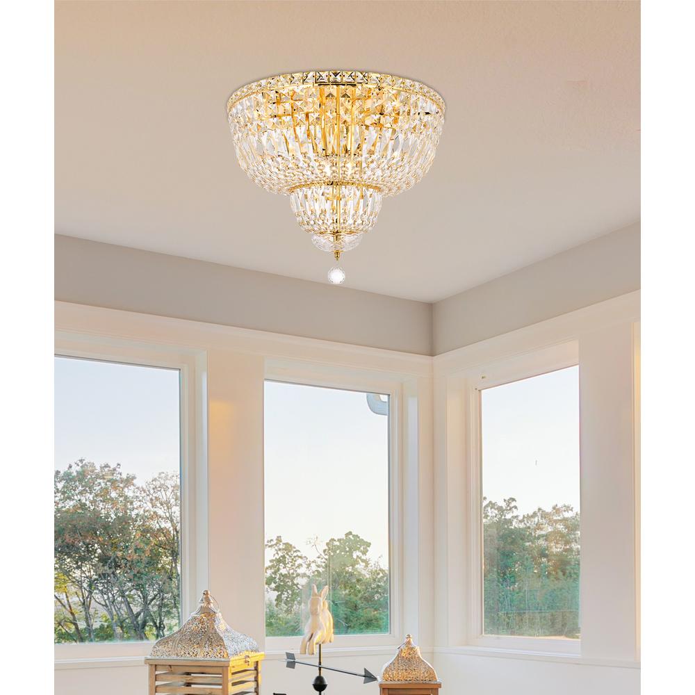 Tranquil 10 light Gold Flush Mount Clear Royal Cut Crystal. Picture 8