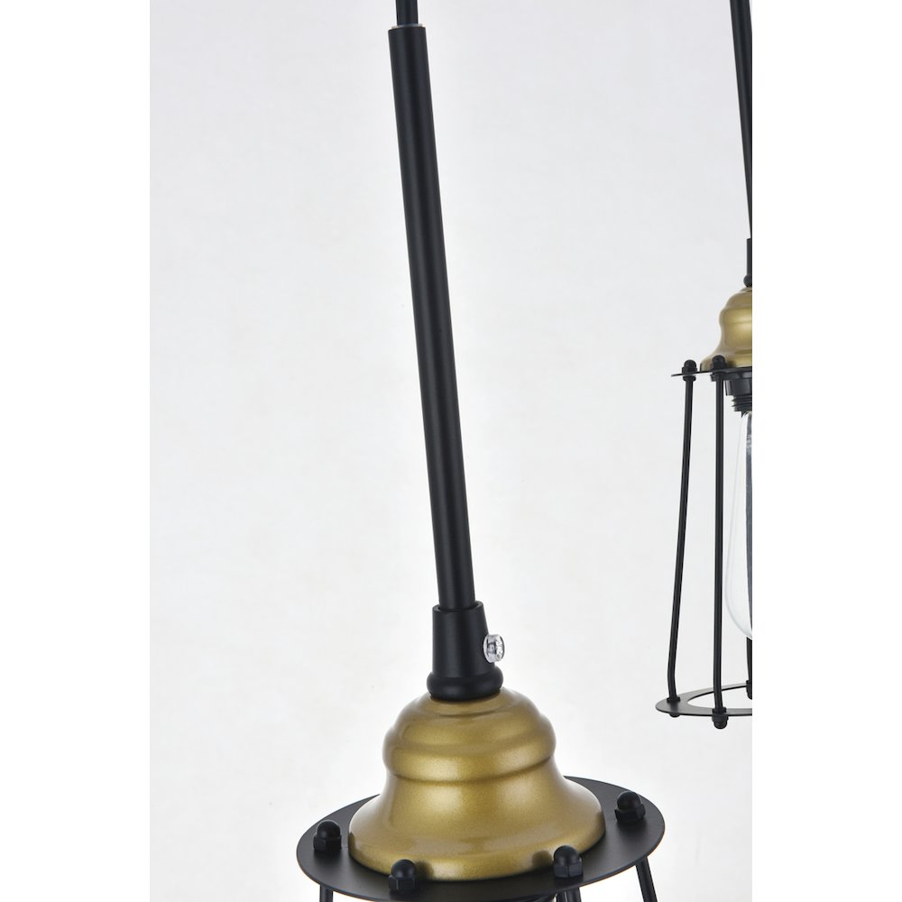 Auspice 3 Light Brass And Black Pendant. Picture 9