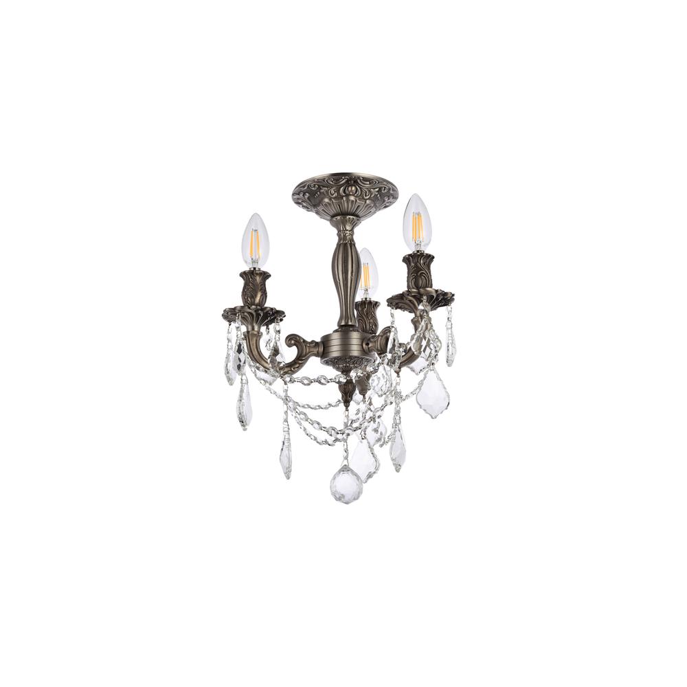 Rosalia 3 light Pewter Flush Mount Clear Royal Cut Crystal. Picture 6