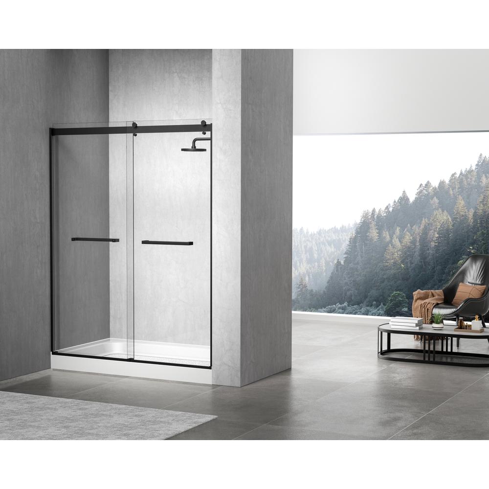 60x36 inch Single threshold shower tray right drain in glossy white. Picture 11