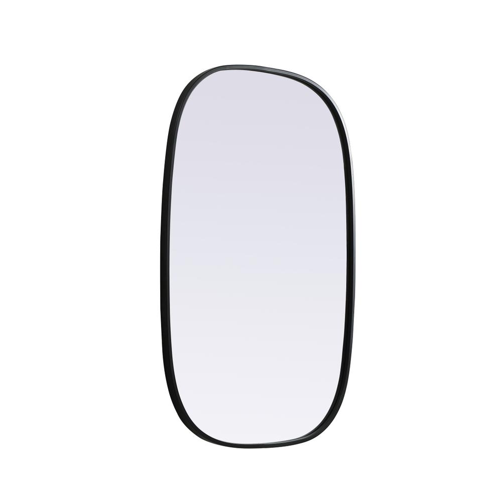 Metal Frame Oval Mirror 24x36 Inch in Black. Picture 7