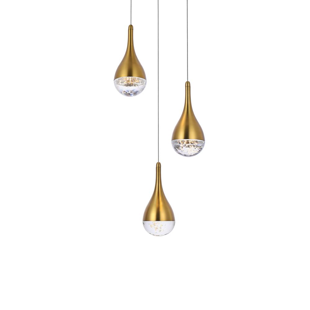 Amherst 10 inch LED pendant in satin gold. Picture 2