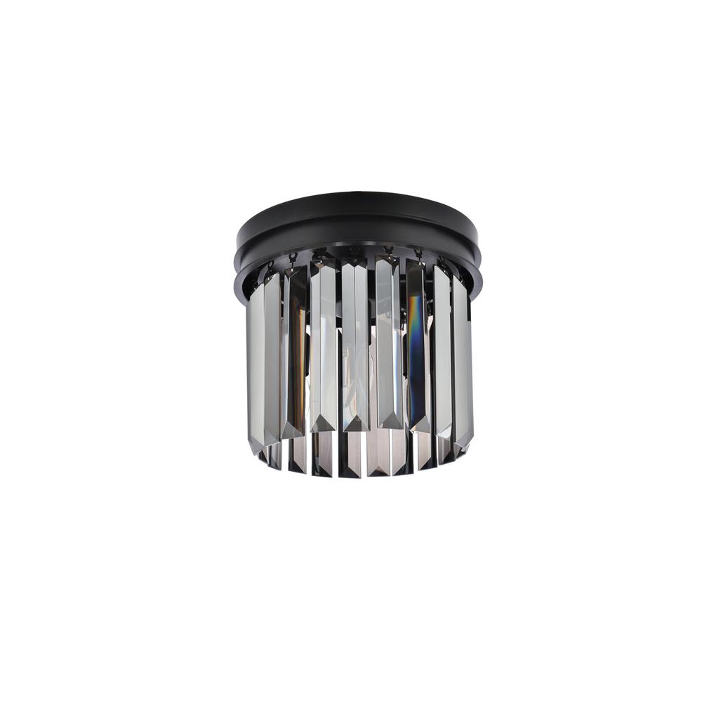 Sydney 3 light Matte Black Flush Mount Silver Shade (Grey) Royal Cut Crystal. Picture 6