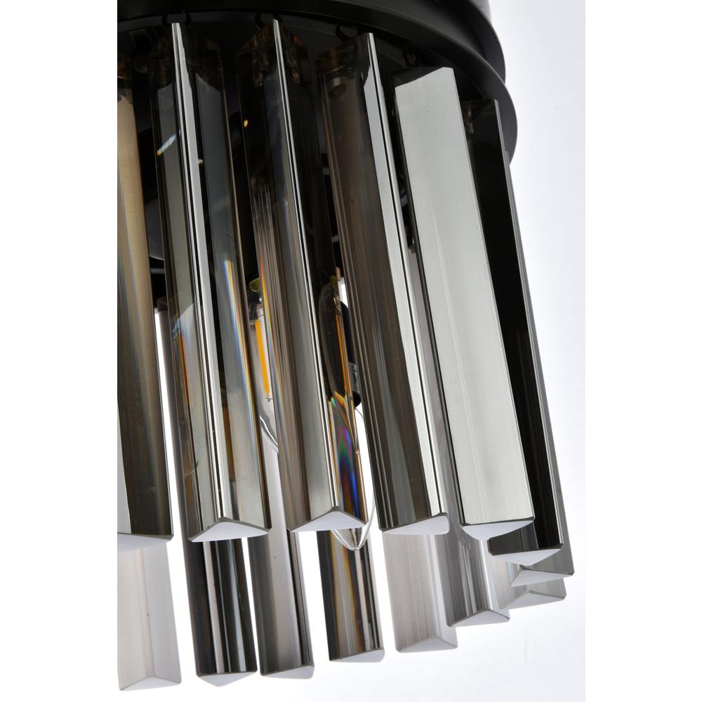 Sydney 3 light Matte Black Pendant Silver Shade (Grey) Royal Cut Crystal. Picture 5