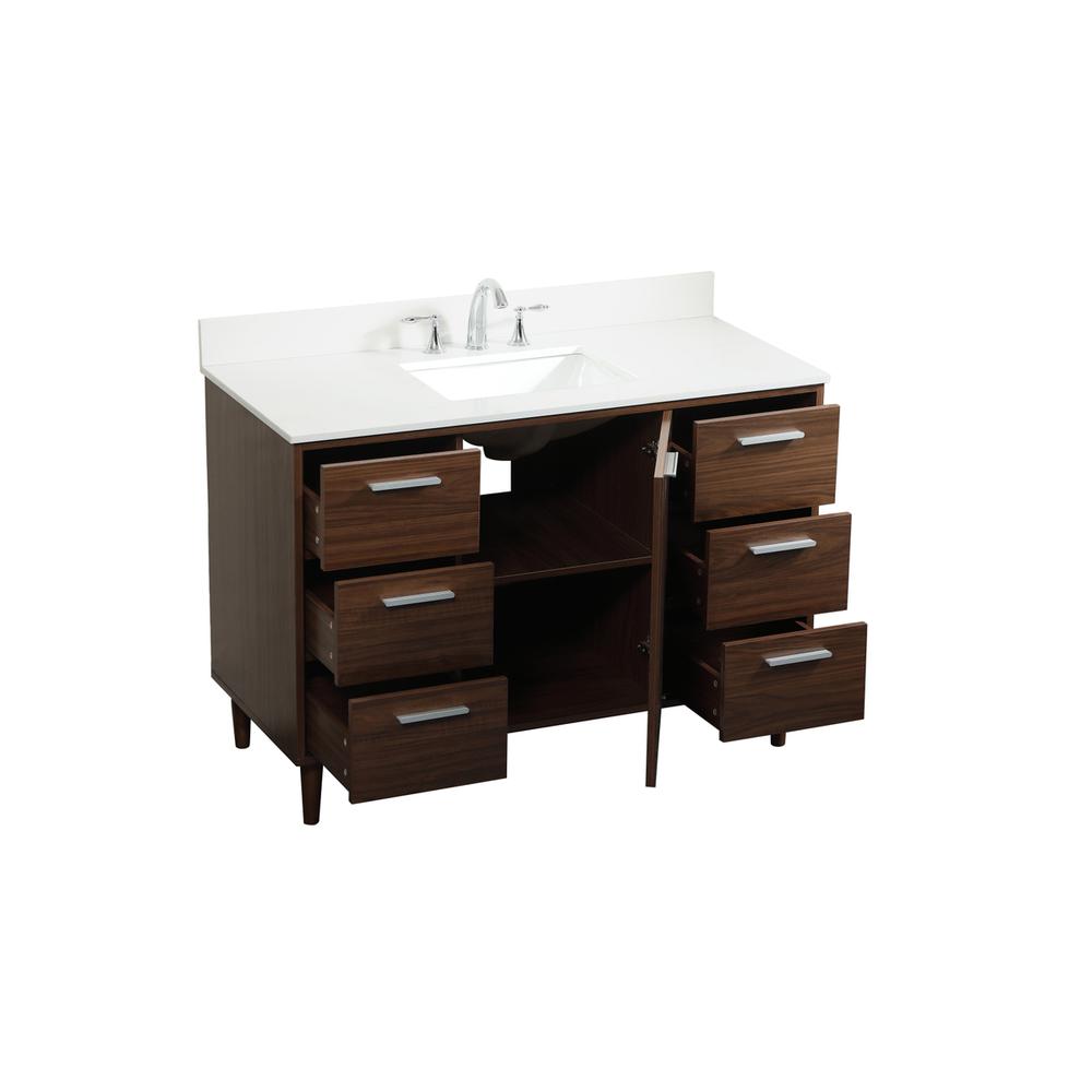48 inch bathroom vanity in Walnut with backsplash. Picture 9