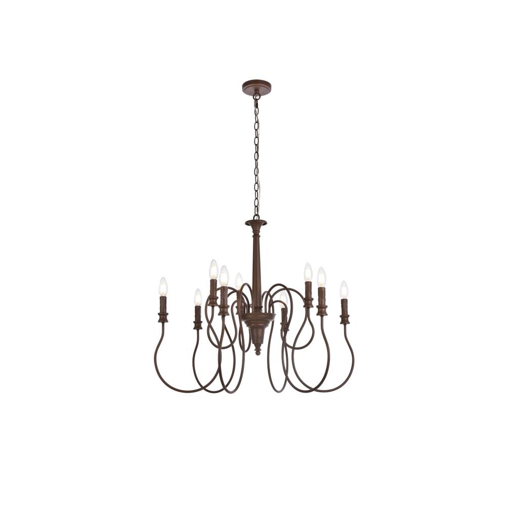 Flynx 9 lights pendant in weathered oak. Picture 1