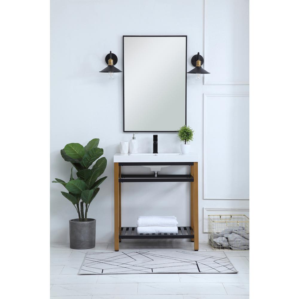 30 inch Single Bathroom Metal Vanity in Golden Black. Picture 5