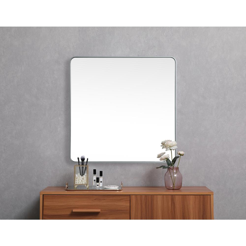 Soft corner metal square mirror 42x42 inch in Silver. Picture 3