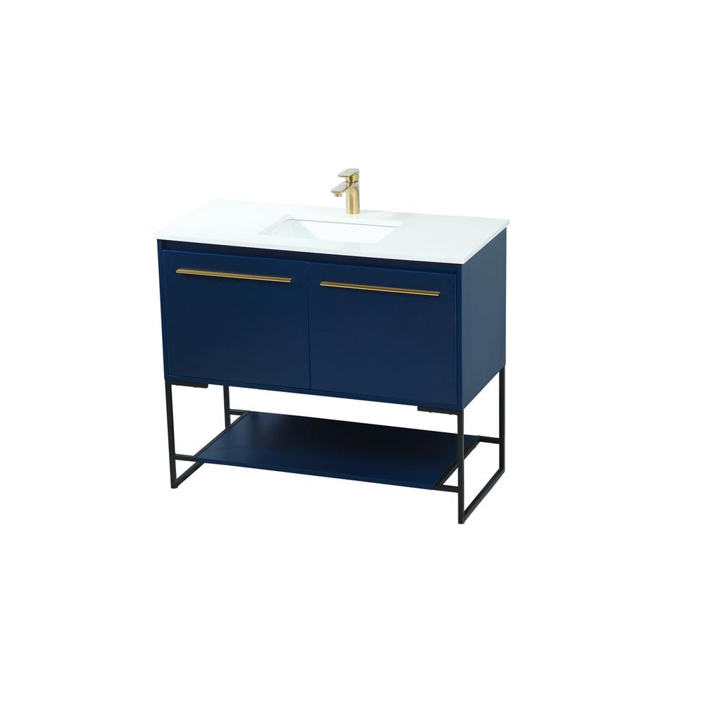 40 inch Single bathroom vanity in blue. Picture 8