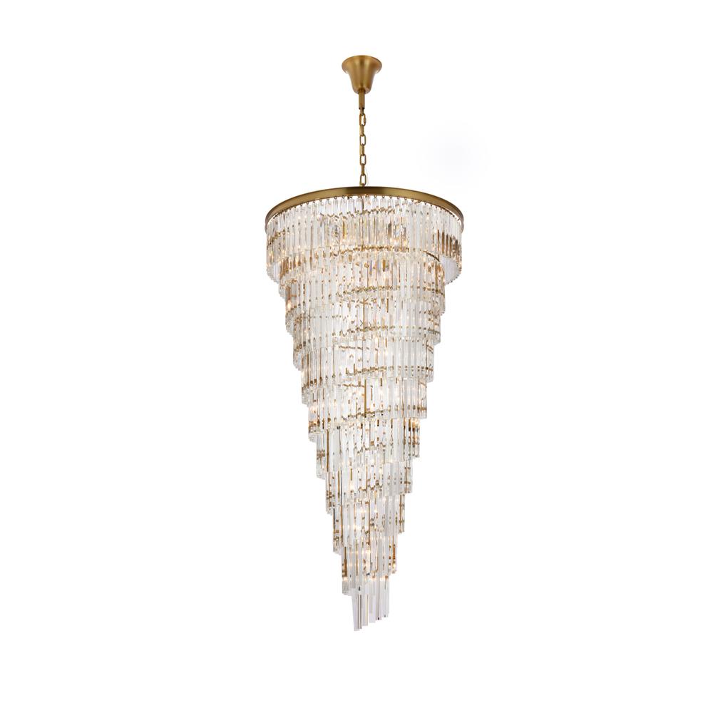 Sydney 36.5 inch spiral crystal chandelier in satin gold. Picture 1