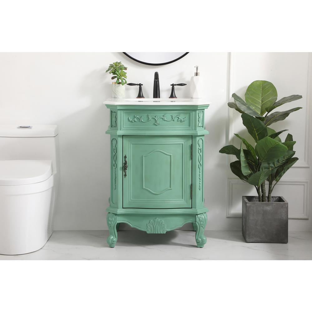 24 inch Single Bathroom vanity in vintage mint. Picture 12