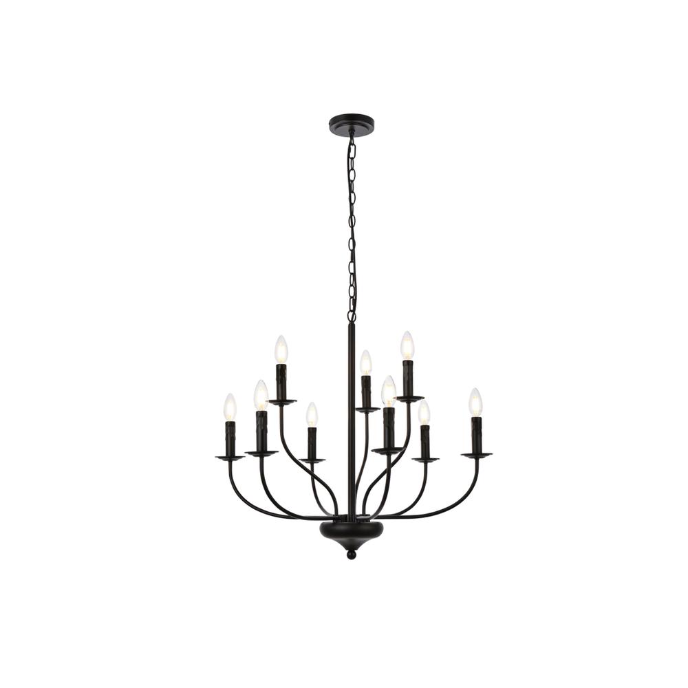 Westley 9 lights pendant in black. Picture 1
