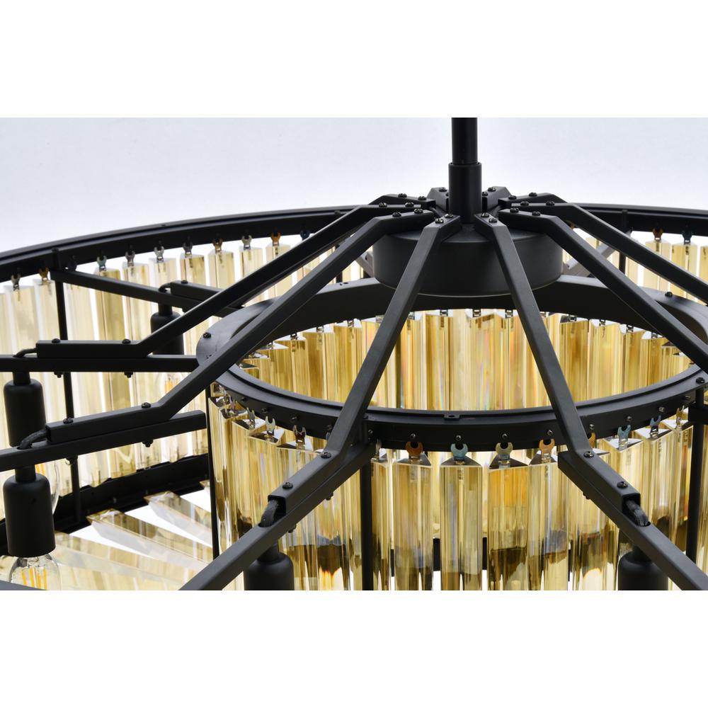 Chelsea 10 light Matte Black Chandelier Golden Teak (Smoky) Royal Cut Crystal. Picture 4