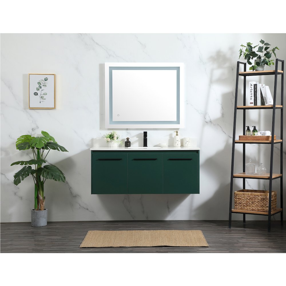 48 Inch Single Bathroom Vanity In Green With Backsplash. Picture 5