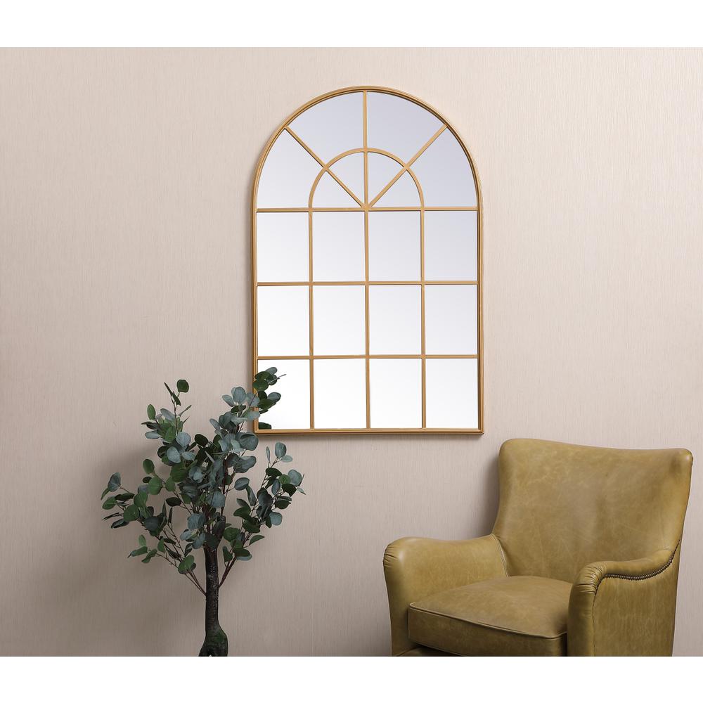 Metal frame rectangle mirror 14x28 inch in Brass. Picture 6