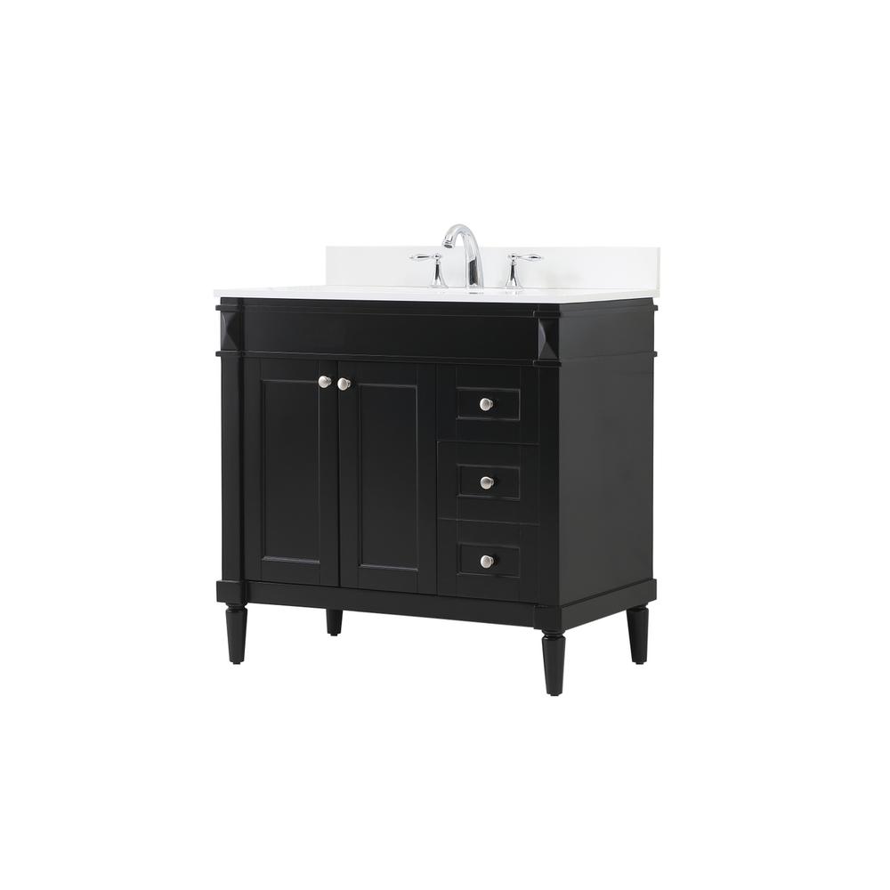 36 inch Single bathroom vanity in black with backsplash. Picture 7