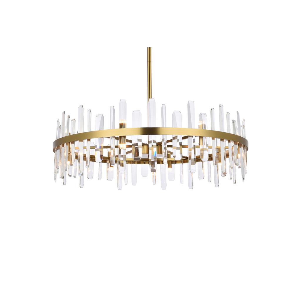 Serena 36 inch crystal round chandelier in satin gold. Picture 2