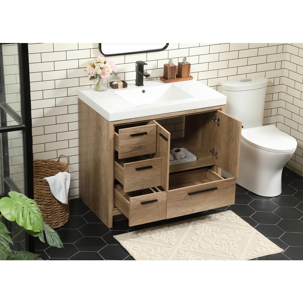 36 inch Single bathroom vanity in natural oak. Picture 3