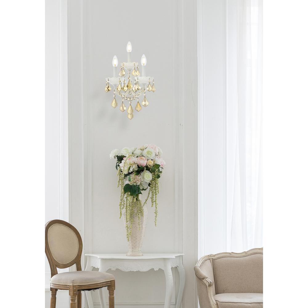 Maria Theresa 3 light white Wall Sconce Golden Teak (Smoky) Royal Cut Crystal. Picture 7