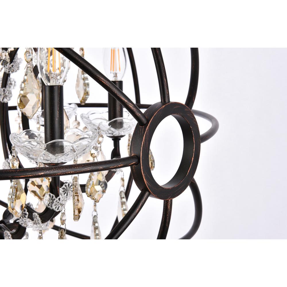 Geneva 6 light Dark Bronze Chandelier Golden Teak (Smoky) Royal Cut crystal. Picture 4