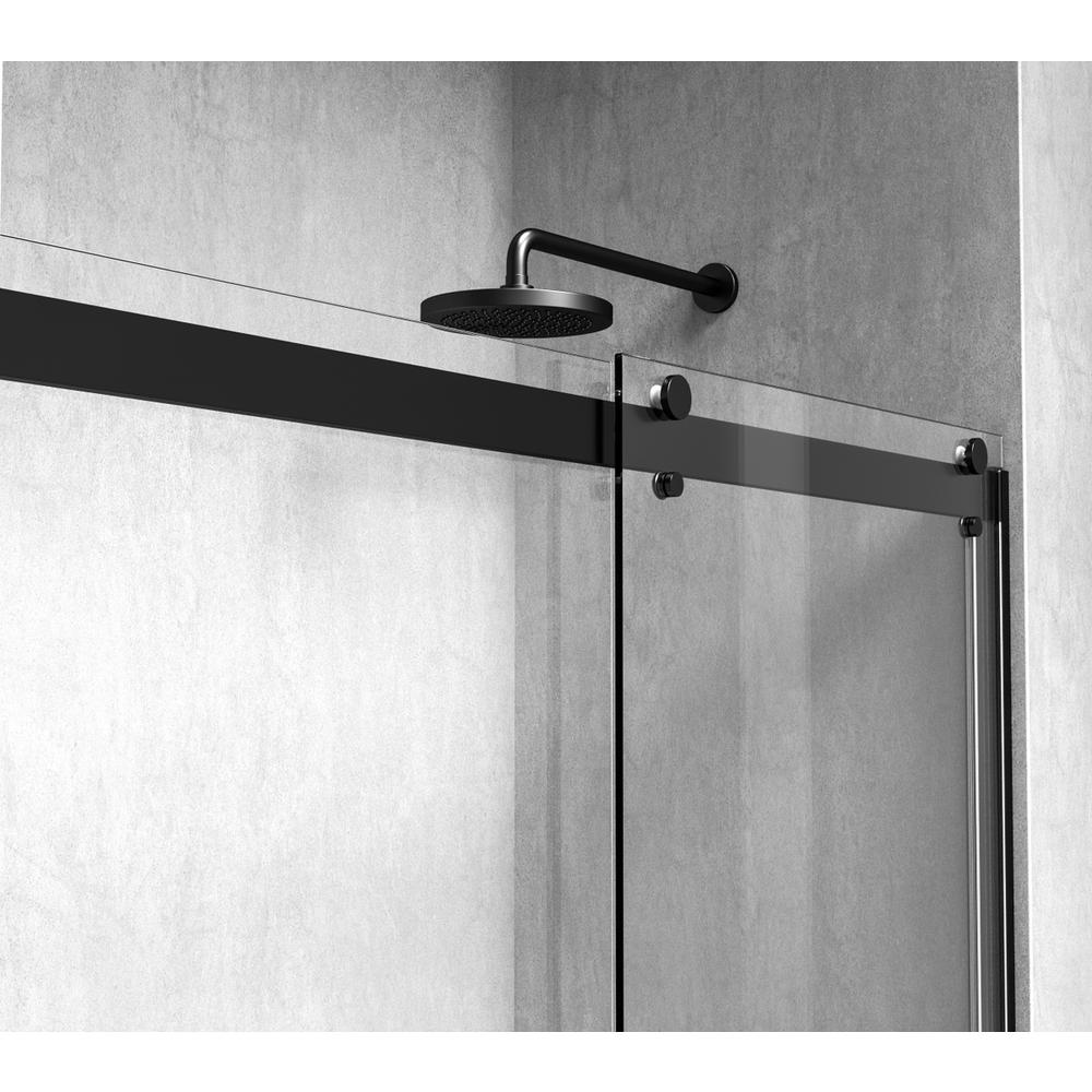 Frameless tub door 60 x 60 Matte Black. Picture 6