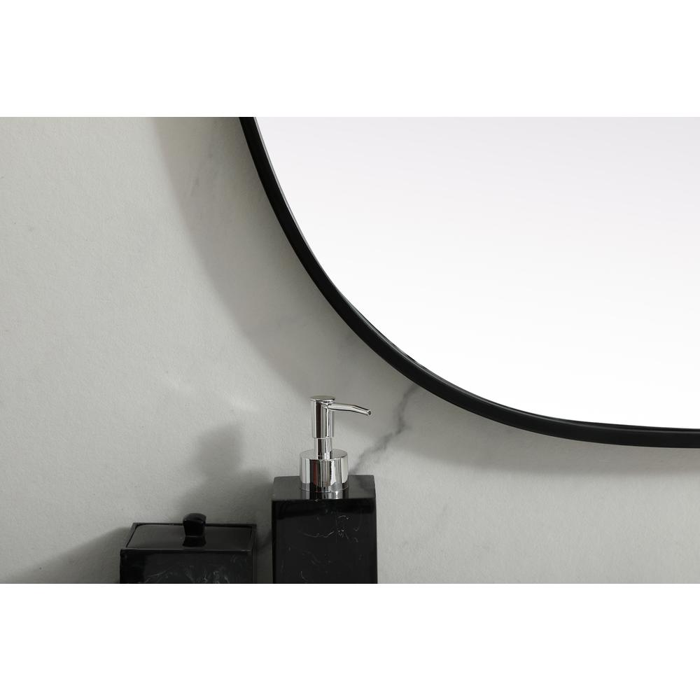 Metal Frame Oval Mirror 27x36 Inch in Black. Picture 5